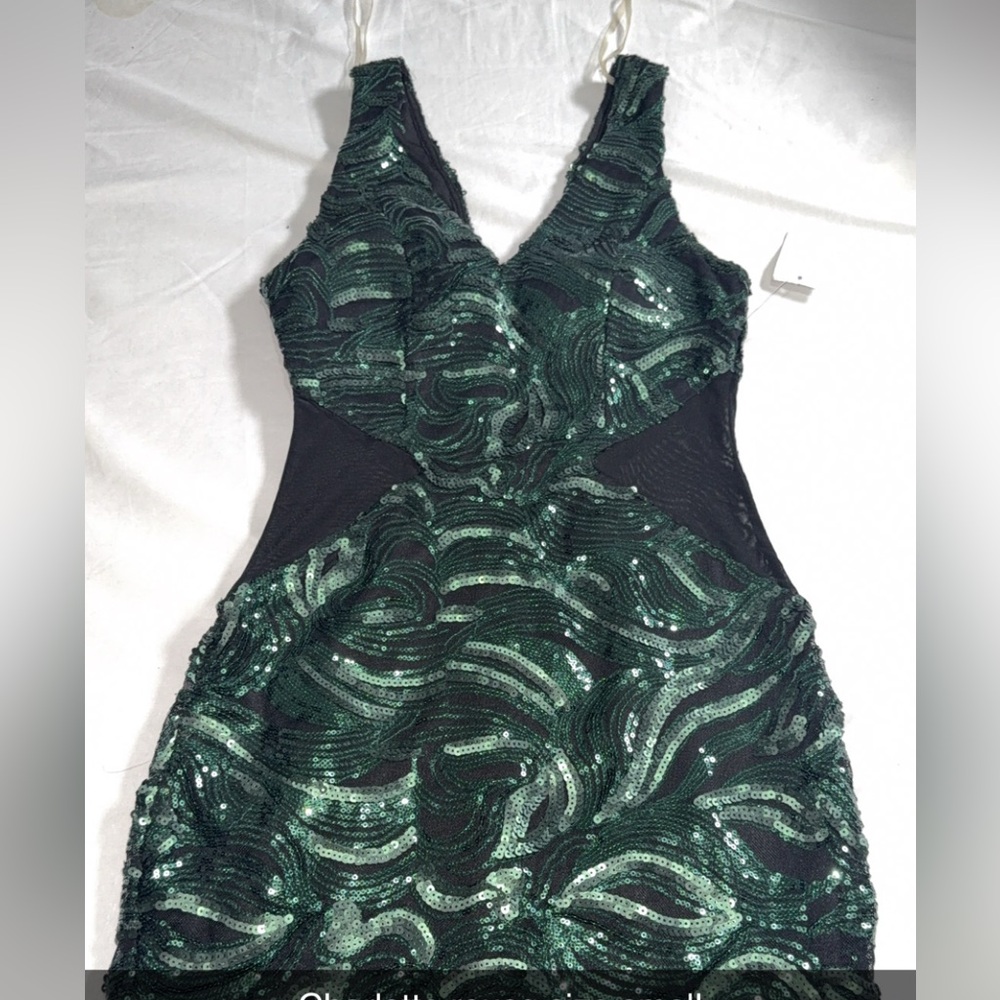 Charlotte Russe Emerald Sequin Strapless Cocktail Dress